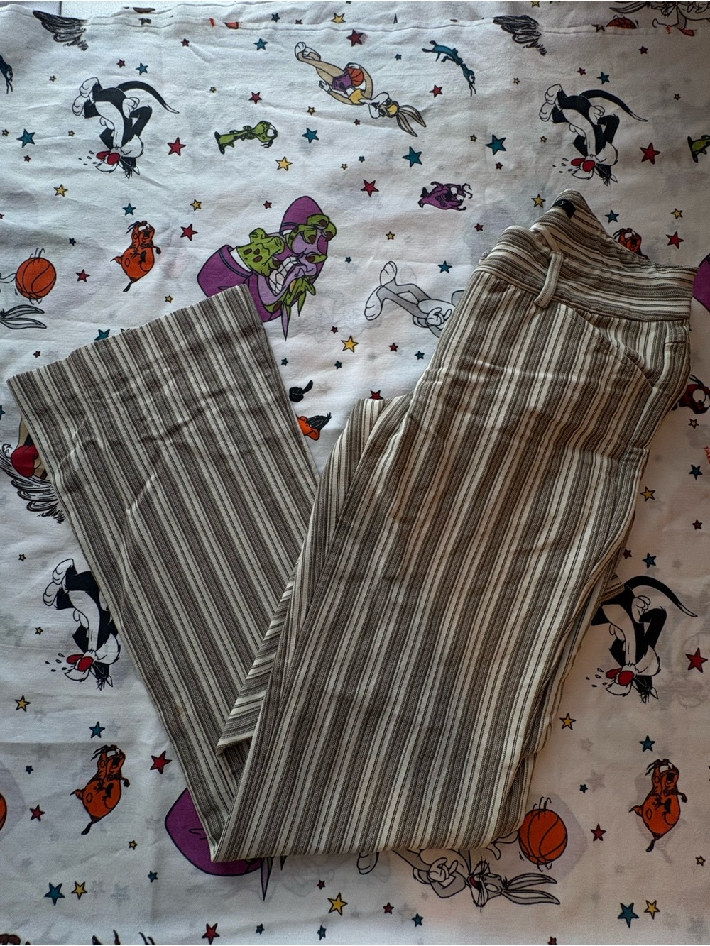 Theory Men's Striped Chinos in Brown and Cream